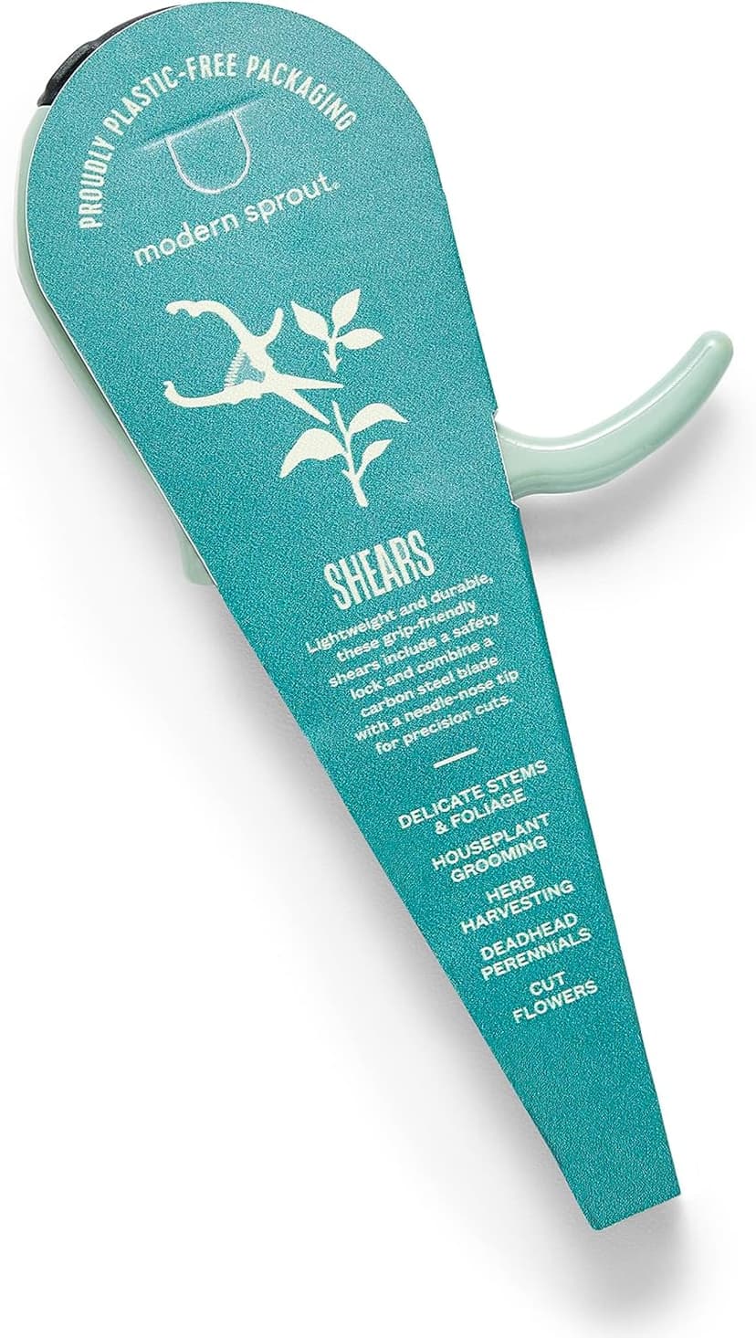 Modern Sprout Pruning Shears - Herb Snipping Scissors- Lightweight Gardening Tools W/Easy Lock - Flower Cutter Garden Shears - Carbon Steel Blade + Plastic-Free Reusable Holster (Green, 1-Pack)