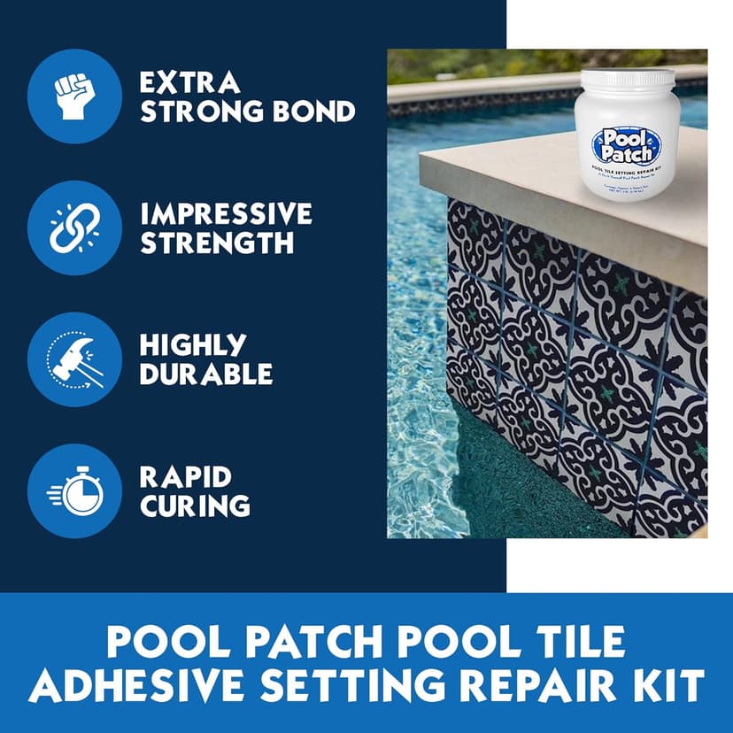 Pool Patch Gray Pool Tile Adhesive Thinset Repair Kit 3 lb - Easy to Mix and Apply Setting Formula - Perfect to Glue Pool Tile - Quick-Drying, Extra Strong Bond - (coverage: approx. 6 sq. ft)