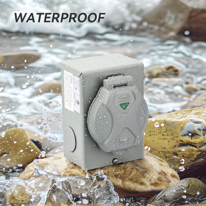 Pre-Drilling 30 Amp Generator Inlet Box RVMATE, NEMA L14-30P Power Inlet Box for 4 Prong Generator Cord, 125/250V,3750/7500W 30a Power Inlet Box, ETL Listed, Waterproof for Outdoor Use