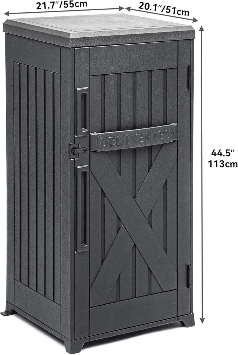 YITAHOME 60 Gallon Large Package Delivery and Storage Box, Double-Wall Resin Outdoor Package Delivery and Waterproof Deck Box for Porch, Curbside, 8.5 Cubic feet, Gray