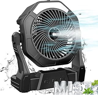 Ausic Portable Misting fan, 8-Inch Cooling Mist Fans, 10000mAh USB Rechargeable Battery Powered Fan with Mister, 250mL Water Tank & LED Lantern, for Home Desk, Bedroom, Office, Outdoor&Indoor Use