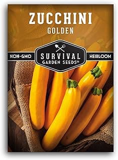 Survival Garden Seeds - Golden Zucchini Seeds for Planting - Packet with Instructions to Plant & Grow Yellow Zucchini Vegetables in Your Home Vegetable Garden - Non-GMO Heirloom Variety Plant Seed