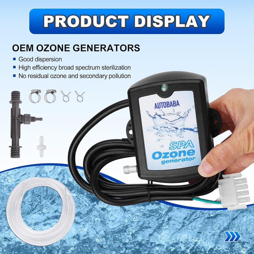50-100mg/h Spa Ozone Generator Kit SPA-124, Provide High Output of Stable Ozone for Spas, Hot Tubs and Cold Plunge, Ozone Kit Generator for Home - Universal: 110V / 240V (AMP-4 Plug)