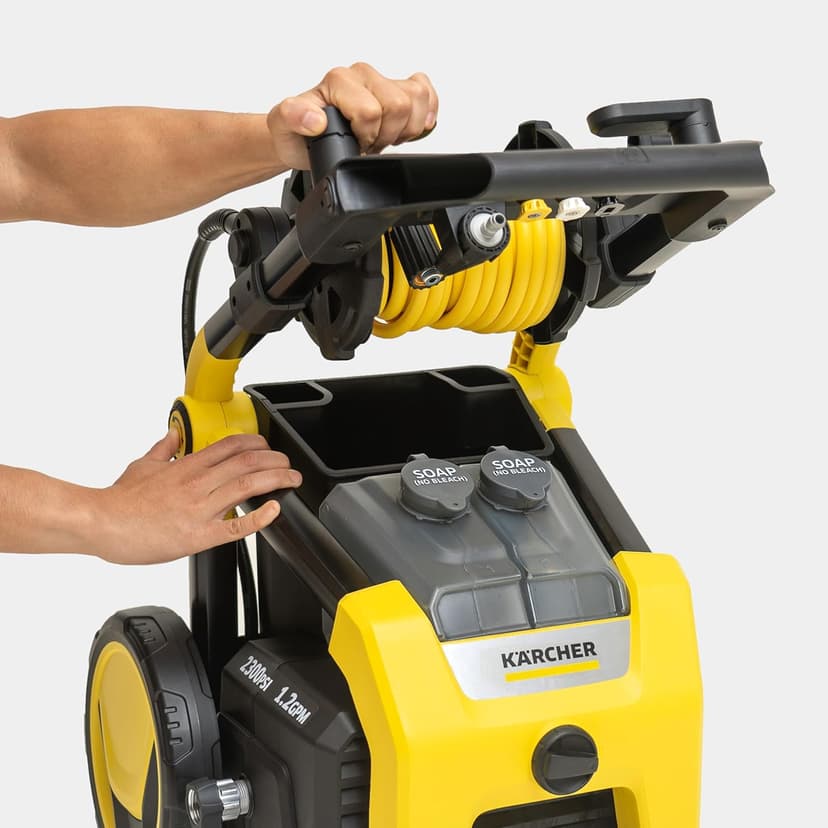 Kärcher Pressure Washer K2300PS, Max 2875 PSI, 4 Spray Nozzles, Detergent Tank, Hose Reel, For Cars, Driveways, Siding, Patios, 2.07 max. GPM