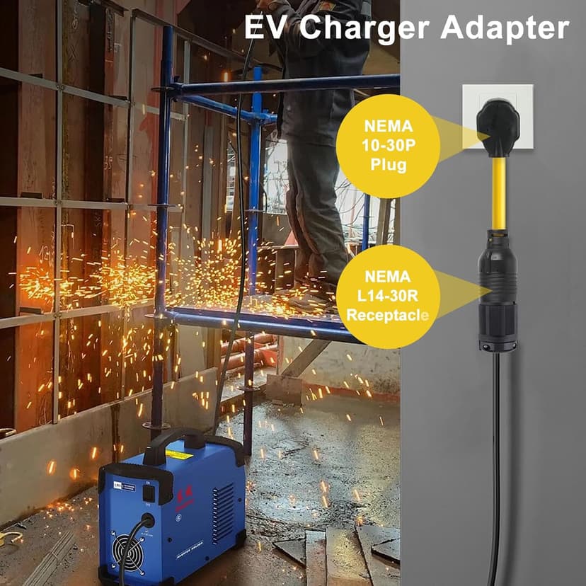 NEMA 10-30P to L14-30R Power Cord Adapter, ZDHQLHJ 30 Amp 3 Prong 10-30 Male Plug to 4 Prong Twist Lock L14-30 Female Outlet Receptacle Extension Cord, for Generator Welder Dryer Plasma Cutter