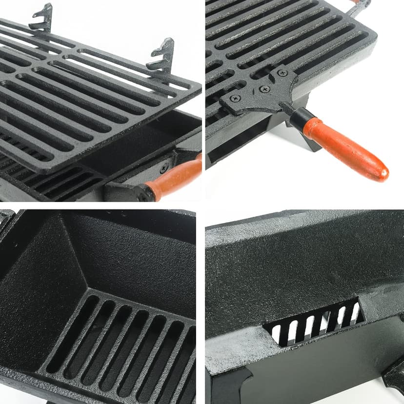 Sungmor Small Cast Iron Charcoal Grill Stove w/ 12" x 6.8" Gridiron, Heavy Duty Tabletop BBQ Grill, Balcony Yard Outdoor Hibachi Grills Steak Chicken Meat Cooker, Camping Party Barbecue Smoker Grill