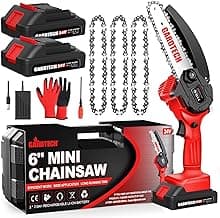 BEST Mini Chainsaw 6 Inch, Gardtech Cordless Portable Electric Chain Saw Handheld Electric Chainsaws with 2023 Upgraded 4 Chains 2 Batteries Good for Olders, DIYer, Gardeners Continuously 2 Hours Work