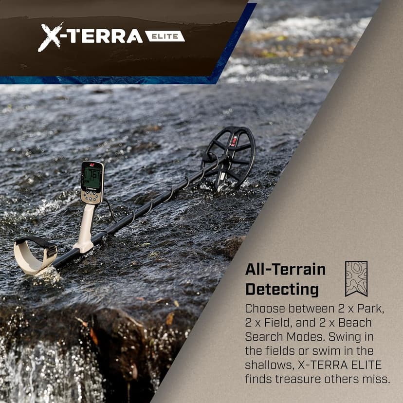 MINELAB X-Terra Elite Bundle, Waterproof, All Terrain Metal Detector for Adults, Multi-IQ Precision Targeting with Simultaneous Multi-Frequency Technology, Includes PRO-FIND 35 Pinpointer