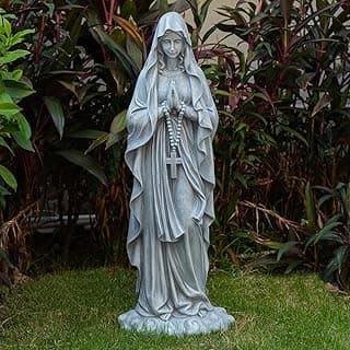 Virgin Mary Praying Statue 31.49 Inch Tall Outdoor Garden Religious Garden Statue Mary Statue Outdoor Yard Patio Deck Home Entryway Hallway Sculpture Magnesium Oxide Stone