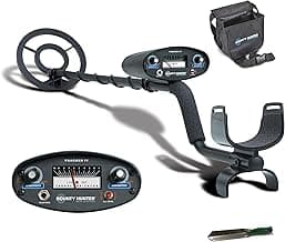Bounty Hunter Tracker IV Metal Detector with Digger and Pouch, 3 Modes for High Accuracy – All Metal, Disc, Tone, Adjustable Metal Detector for Adults, 8-inch Waterproof Coil Detects All Metals