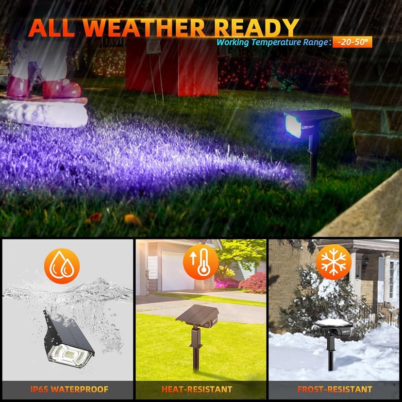 Solar Spotlights Outdoor,40 LEDs Color Changing RGB Landscape Path Lights,USB & Powered Multicoloured Spotlights,14 Colors Auto Cycling for Yard,Garden,2 Pack