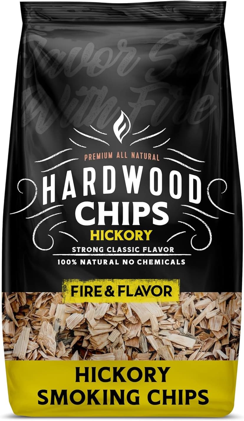 Fire & Flavor Premium All Natural Wood Chips for Smoker - Wood Chips for Smoking - Smoker Wood Chips - Smoker Accessories Gifts for Men and Women - Hickory - 2lbs