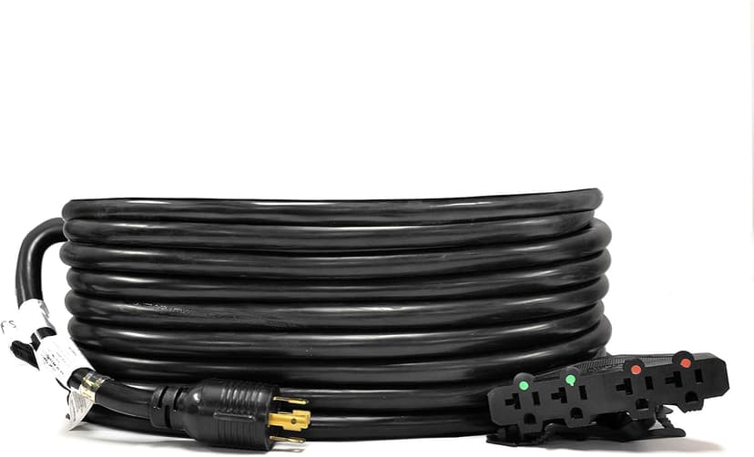 Ceptics GN-CD-2-21 Extension Distribution Power Cord NEMA L14-30P 30 4X 5-15/20R 20-amp, 30/20A, Black, 21 Feet
