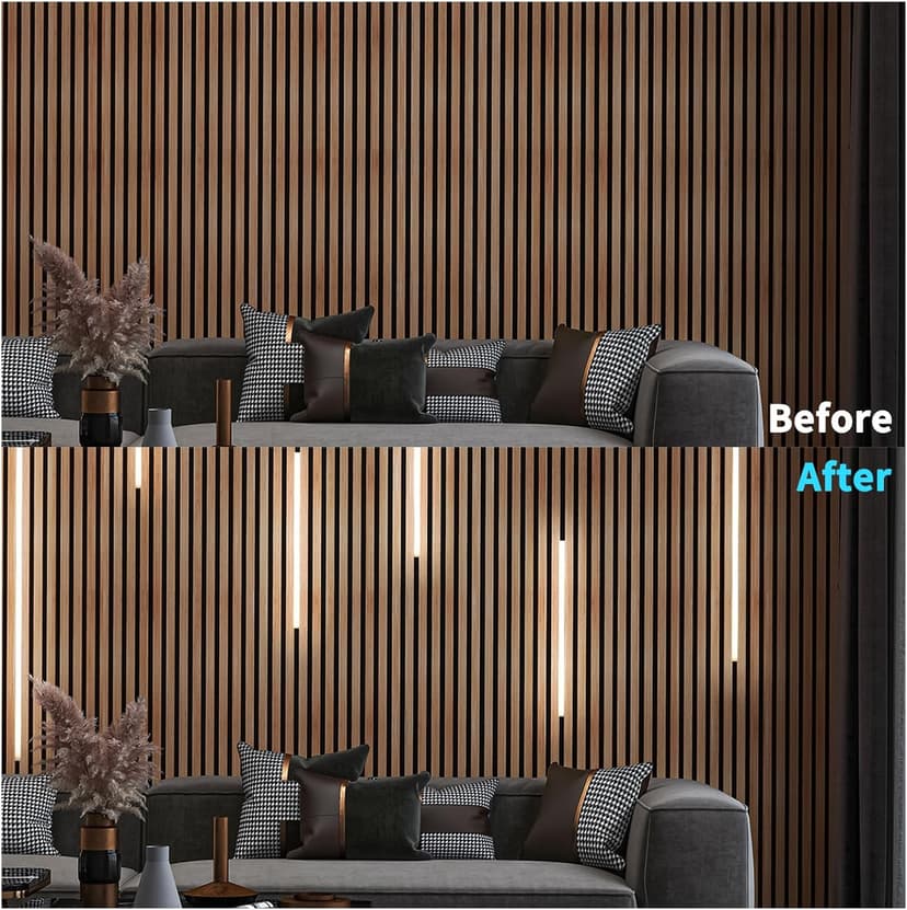 Art3d LED Recessed Lighting Kit - 6pcs Self-adhesive White LED Light with Smart Switch, 3000k Touching Switch Light for Wood Slat Wall Panels, Headboards, Stairs, Home decor, Under Cabinet Strip Light
