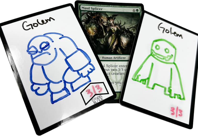 Citadel Black Dry Erase MTG Tokens Set of 50 Cards – with 2pcs Erasers, Reversible Reusable Double-Sided Universal Tokens Proxy Card, Magic: The Gathering