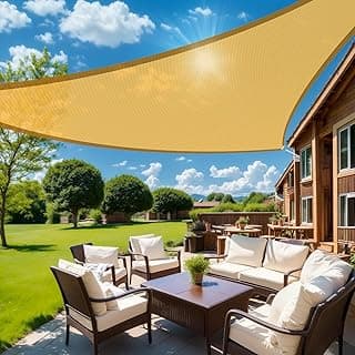 HappyTrends Sun Shades Outdoor Patio,Heavy Duty Shade Sail UV Protection Beach Canopy,Tear and Rust Resistant Wind Sail for Yard Deck Lawn Garden Triangle Sunshade(1 6' X 1 6' X 1 6',Sand)