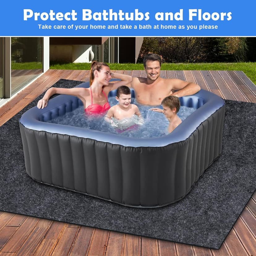 80 * 80 Inch Hot Tub Mat, Extra Large Inflatable Hot Tub Pad Outdoor Indoor, Waterproof Slip-Proof Backing, Absorbent Spa Pool Ground Base Flooring Protector Mat (80 * 80 Mat-Square)