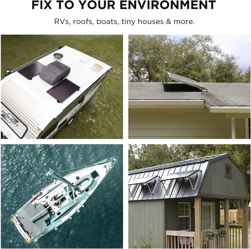 EF ECOFLOW Solar Generator DELTA 2 Max 2048Wh with 4X100W 12V Solar Panels, High Efficiency Monocrystalline PV Modules, 2400W LFP Portable Power Station, AC + Solar Fast Dual Charging For Camping RV