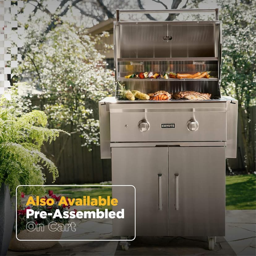 Coyote Outdoor Kitchen Grill | 28- inch Freestanding Natural Gas Grill | 2 Burner Barbecue | Premium BBQ | Great For Outdoor Kitchens | Top-Tier Warranty | C-Series C1C28NG-FS