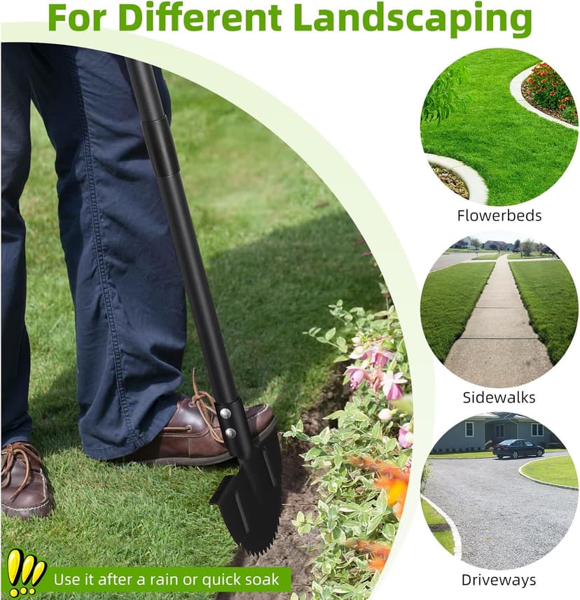 Lawn Edger, 42 Inch Half Moon Manual Edger Lawn Tool, Heavy Duty Saw Tooth Driveway Sidewalk Flower Bed Landscaping Grass Step Edging Tool, T-Grip, Long Handle