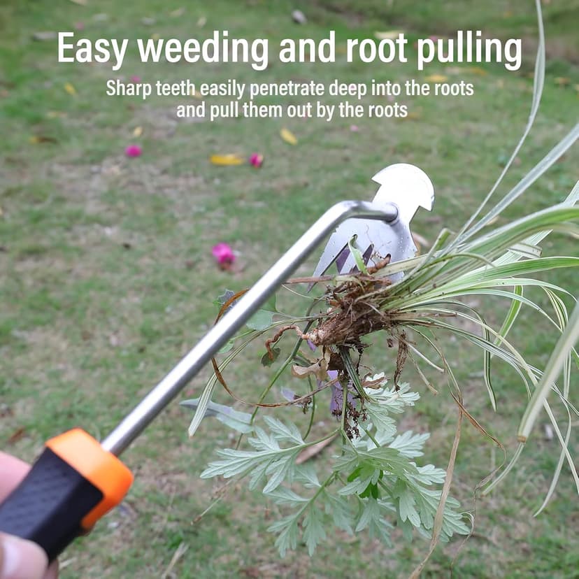 Weed Puller Tool,Portable Garden Weeder Tool,2024 New Manganese Steel Weeding Tools,For Hand Weeder Puller for Vegetable Gardening Backyard Farm Planting & Uprooting Weeding Tool (Rubber Handle)