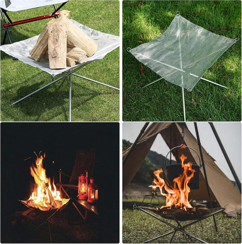 Portable Outdoor Fire Pit 16.5 Inch - New Upgraded Camping Fire Pit Collapsible Foldable Mesh Fire Pits Fireplace for Camping, Campfire, Patio, Backyard and Garden - Carrying Bag Included