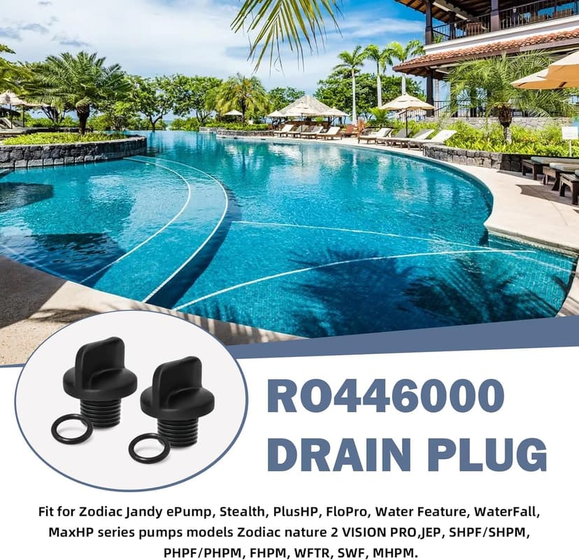 R0446000 Pool Pump Pipe Plug with O-Ring Replacement for Jandy Filter Pumps, Polaris Booster Pump & Water Purification System, Pool Spa Heater Drain Plugs (2 Pack)