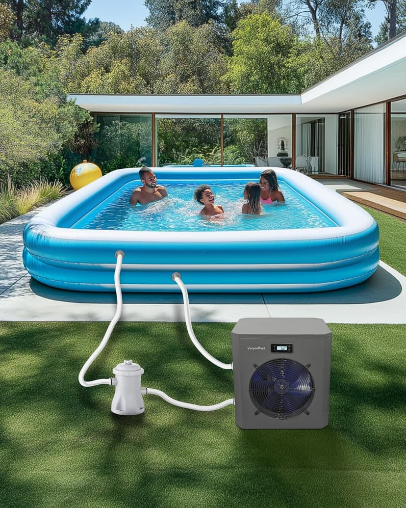 16000 BTU Swimming Pool Heat Pump 5000 Gallon Electric Pool Heater for Above Ground Pool 5KW Heating or Cooling WiFi Control Timer Pool Heater 120V 60Hz