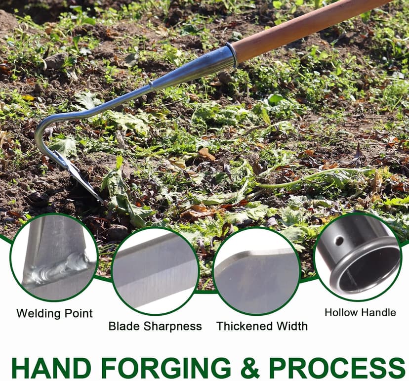 Garden Hoe, Weeding Tool, Full Stainless Steel Hollow Hoe, Heavy Duty,Sharp Hardened Hand Hoe for Gardening, Backyard Weeding, Loosening, Farm Planting