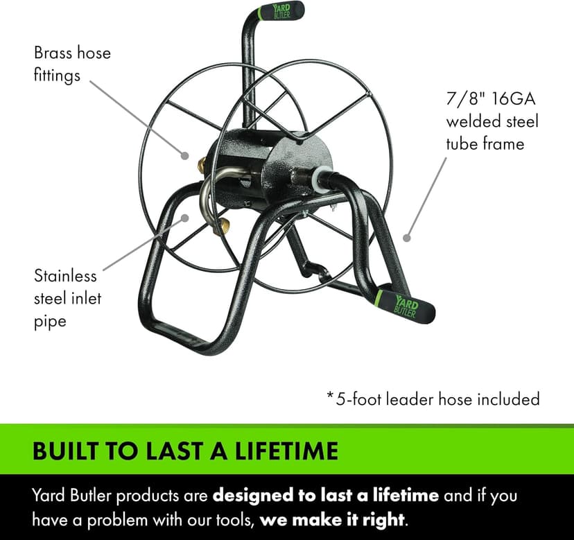 Yard Butler Handy Reel Silver Vein - Compact & Easy-to-Use Garden Hose Reel - Portable Design with Mounting Option - Make Watering Your Plants, Flowers & Lawn Easy