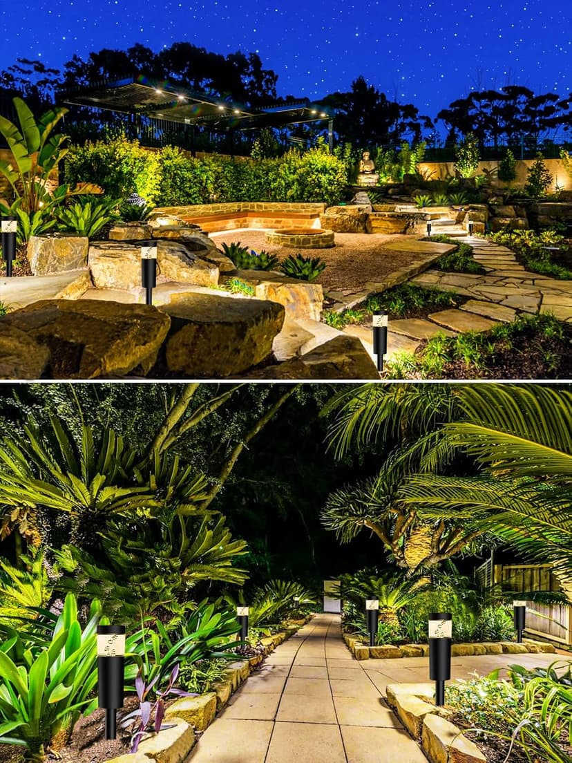 5W Low Voltage Landscape Pathway Lights with Connectors 12V Outdoor Landscape Lighting LED Bollard Path Lights Wired IP65 Waterproof Warm White Walkway Lights for Garden Yard Lawn (12Pack)