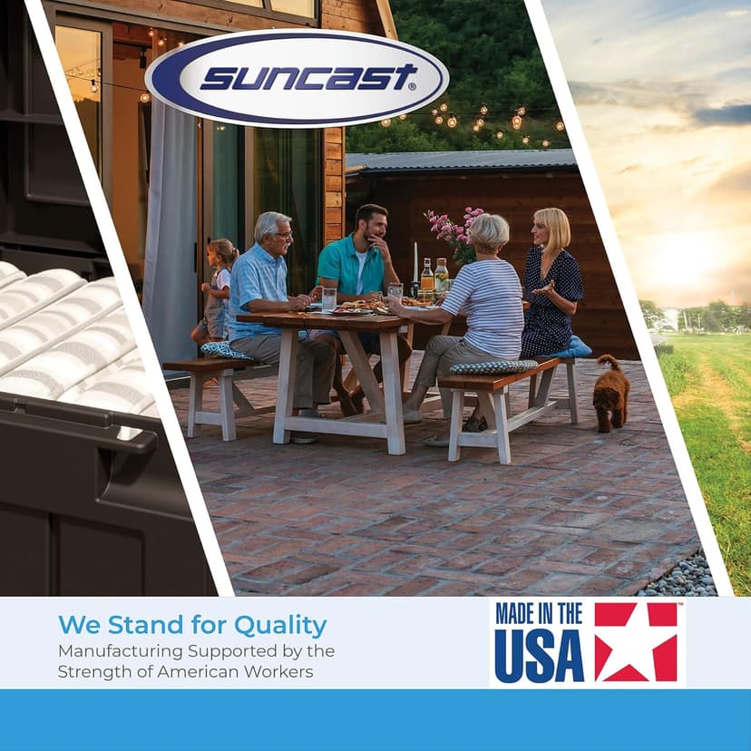 Suncast Vista 7x7 Storage Shed with Multi-Wall Resin Panels, 4 Skylights, IllumiVent System, and Pad-Lockable Doors, 84" D x 84" W x 98" H, Made in The USA