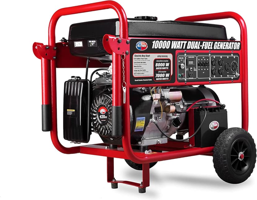 All Power, APGG10000-10,000 Watt Starting Power Generator JD Engine Gasoline Electric Start Portable Wheel Steel Frame