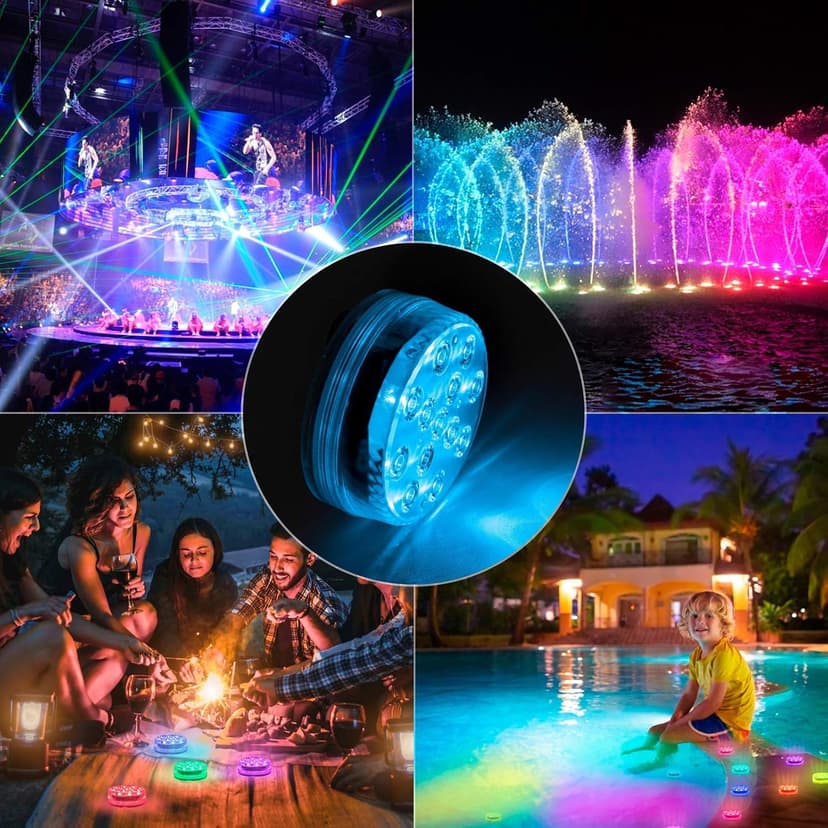 LOFTEK Submersible LED Lights with Remote, 13 LED Pool Lights for Inground Above Ground Pool with Magnets &Suction Cups,16 Color Changing Underwater Light for Ponds Battery Operated, 1 Pack