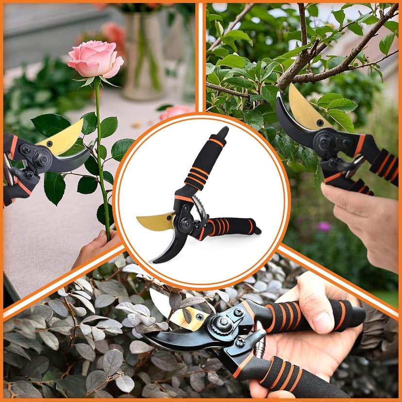 Pruning Shears for Gardening, 8.5" Premium SK5 Carbon Steel Garden Secateurs, Sharp Handheld Heavy Duty Garden Hedge Clippers Tools, Ultra Sharp Pruners with 3/4'' Cut Capacity Garden Scissors