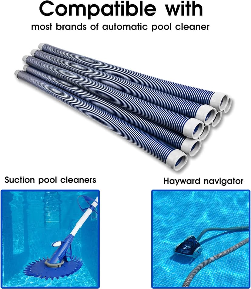 POOLWHALE Professional Swimming Pool Vacuum Cleaner Hose -1.5” 8 Piece Hoses, Perfect Vacuum Extension/Replacement - Compatible with all Major Automatic Pool Cleaners