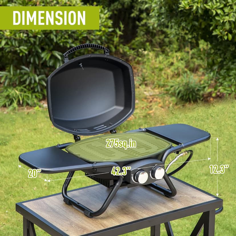 MFSTUDIO 4 Burners Propane Gas Grill and Griddle Combo with Searing Side Burner, 2 in 1 Griddle Grill and Porcelain-Enameled Cast Iron Grates, 46,700 BTU Outdoor Cooking Barbecue Grill, Black