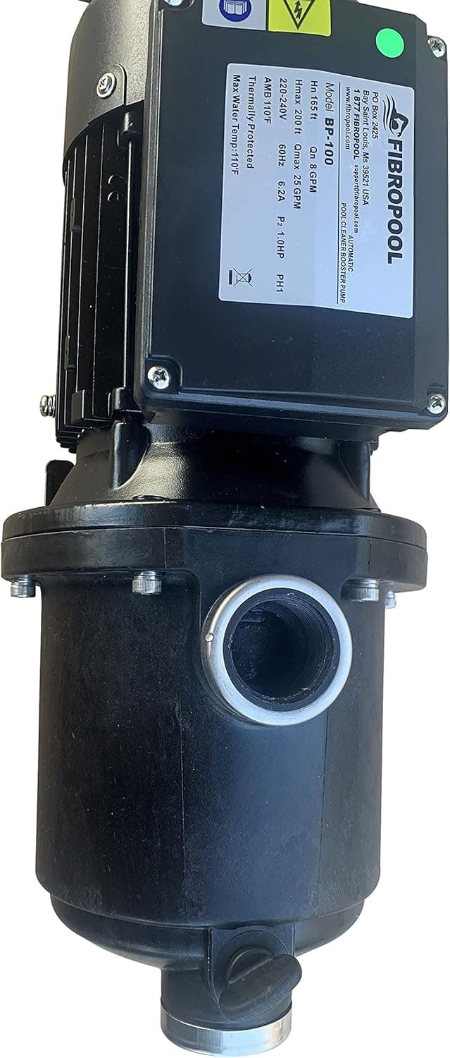 FibroPool 1HP Universal Pool Cleaner Booster Pump - High-Efficiency, Quiet Operation, Compatible with Polaris and Other Pressure-Side Swimming Pool Cleaners - BP100