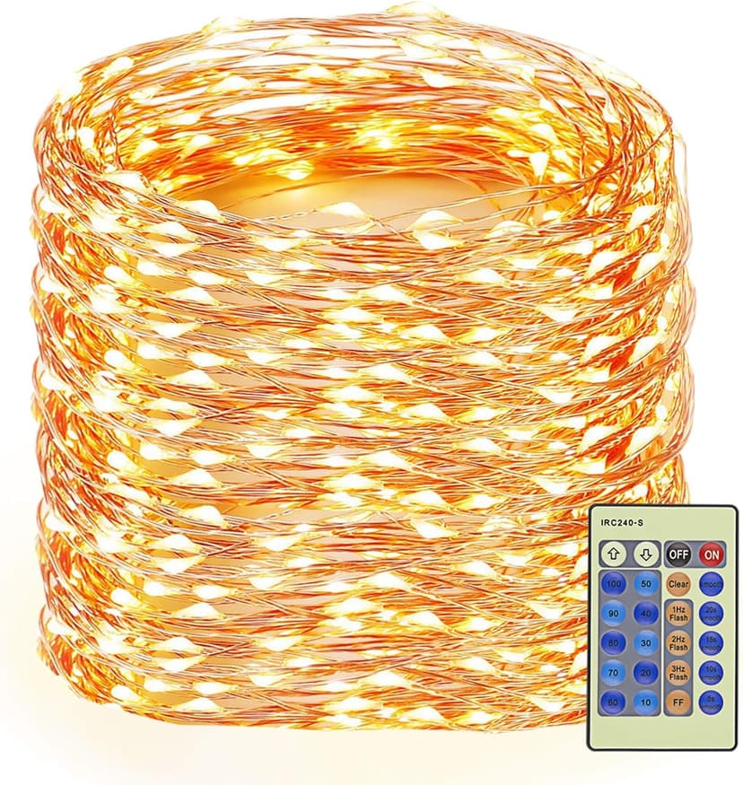 Decute 164FT 500LED Christmas Fairy String Lights Dimmable with Remote Control Copper Wire Starry Lights with UL Cerficated Decorative for Party Wedding Bedroom Christmas Tree Warm White