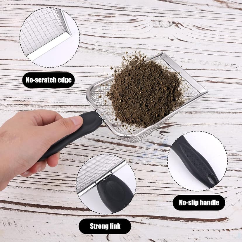 2pcs Gardening Sifter, Sand Compost Sifter with Handle Garden Sifters Compost Sifter Screen Garden Sieve Sifter Potting Scoop for Sand Rocks Dirt Compost
