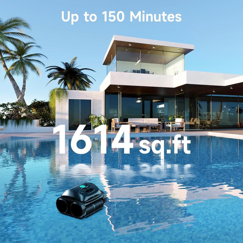 (2025 Upgrade) WYBOT C1 Robotic Pool Vacuum for Inground Pools, 150min Runtime Cordless Pool Cleaner, 4-in-1 Wall & Waterline Cleaning Up to 1,614Sq.ft, Smart Navigation, App Support