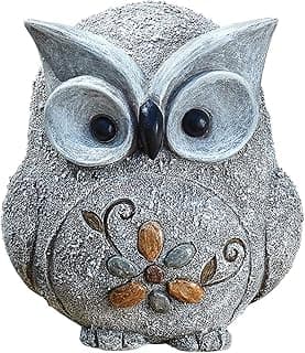 Roman 7.75" H Pebble Owl Statue Pudgy Pals, Garden Decor, Garden Gift
