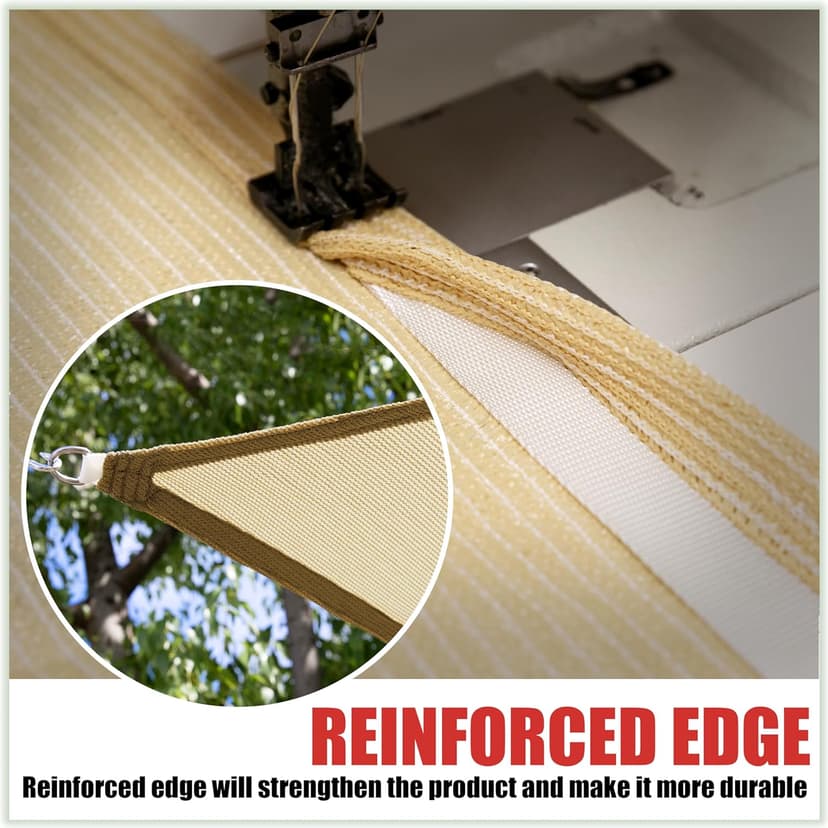 ColourTree 16' x 16' Beige Square Sun Shade Sail Mesh Canopy Fabric Cloth Screen - UV Block Heavy Duty & Commercial Grade, Outdoor Patio Carport (We Make Custom Size)