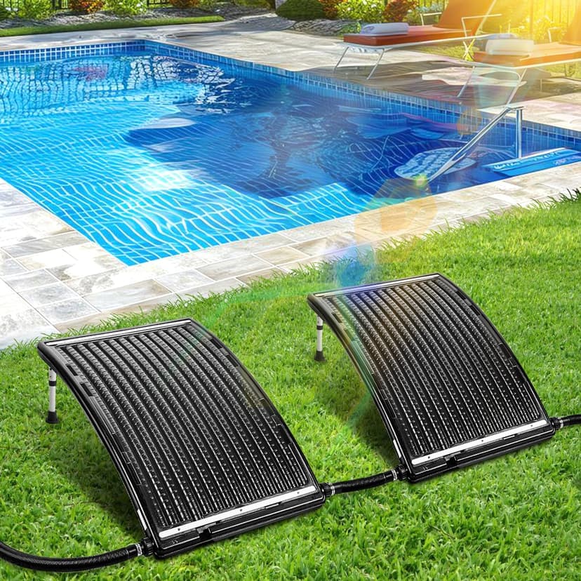 Upgraded 2Set Solar Pool Heaters, Solar Pool Heater for Above Ground Pool, Thickened Panel 113x69 cm, Solar Pool Heater for Pools, Includes 4 Adapters, 4 Hoses & Clamps, 4 Plumbers Tapes