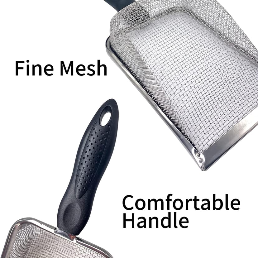 Falltail Stainless Steel Reptile Sand Substrate Scoop Shovel Sifter Fine Mesh Metal Reptile Litter Cleaner Scooper for Sand Bedding