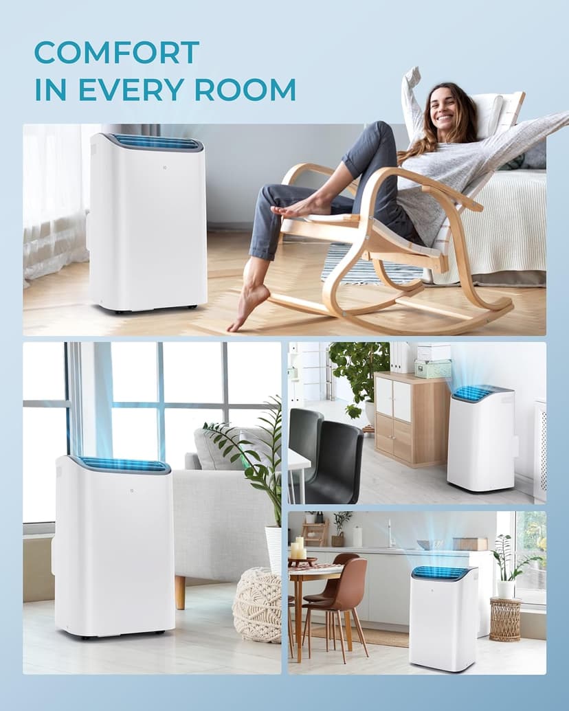 EUHOMY Portable Air Conditioners 12,000 Btu, 4 in 1 Portable Cooling AC with Heat, Dehumidifier, Fan Modes, Quiet Stand-up AC with 46dB Low Noise & Sleep Mode for Bedrooms, room up to 550 Sq.Ft