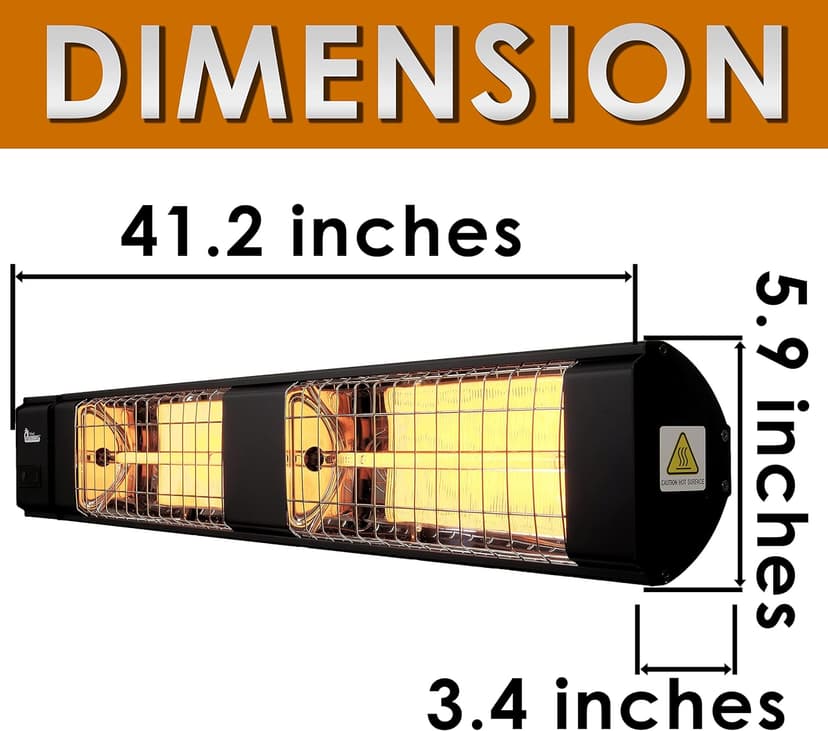 10,260 BTU Infrared Heater, Indoor and Outdoor Heater for Patio, Garage, Commercial & Residential, 3000W, 220-240V with Remote, Black