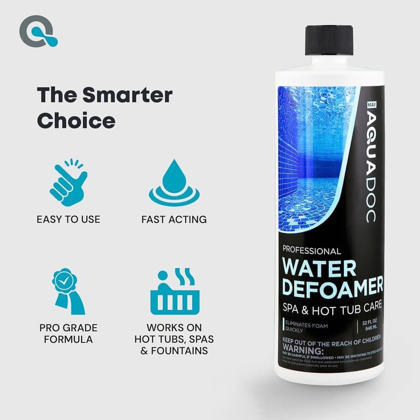 Hot Tub Defoamer - Spa Defoamer for Hot Tub Owners 32oz (2 Pack), Spa Anti Foam to Keep Foam Down, Hot Tub Chemicals Made in USA - AquaDoc