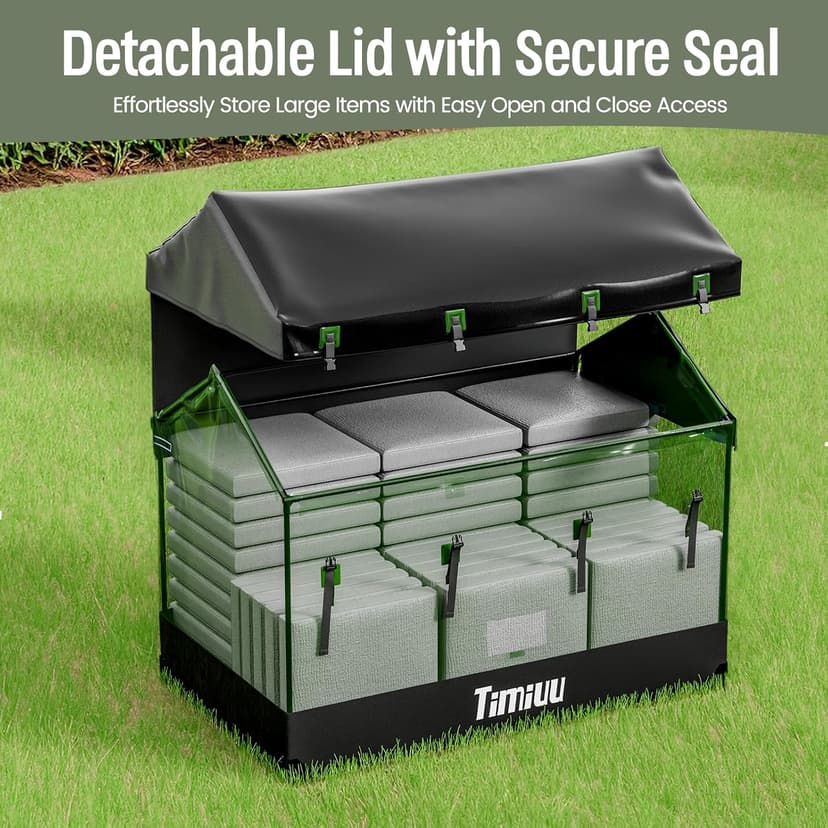 XXL 310 Gallon Extra Large Deck Box, Waterproof Outdoor Storage Box with Taller Side Panels for Patio Furniture Cushions, Pools and Garden Tools Green & Black