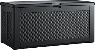 Rubbermaid Extra Large Resin Outdoor Storage Deck Box (134 Gal), Weather Resistant, Black, Deck Organization for Home/Backyard/Pool Chemicals/Toys/Garden Tools/Porch/Patio Cushions